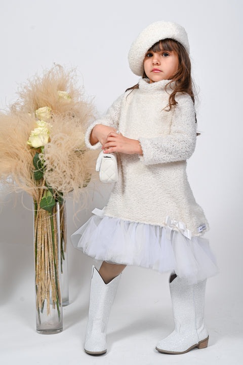 Vanilla Cloud Рокля плетиво екрю с тюл