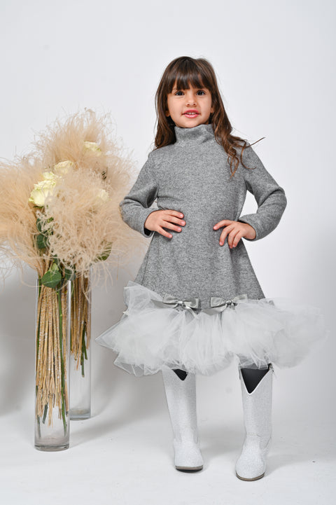 Silver Frost Рокля в сиво с тюл