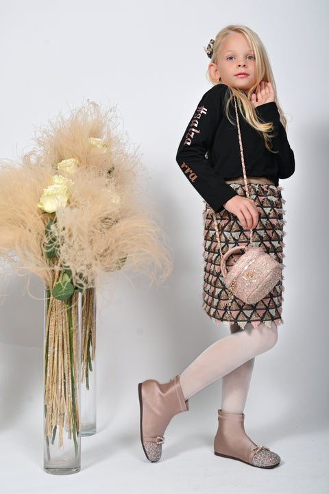 Salzarra Черна блуза с щампа в пепел от рози