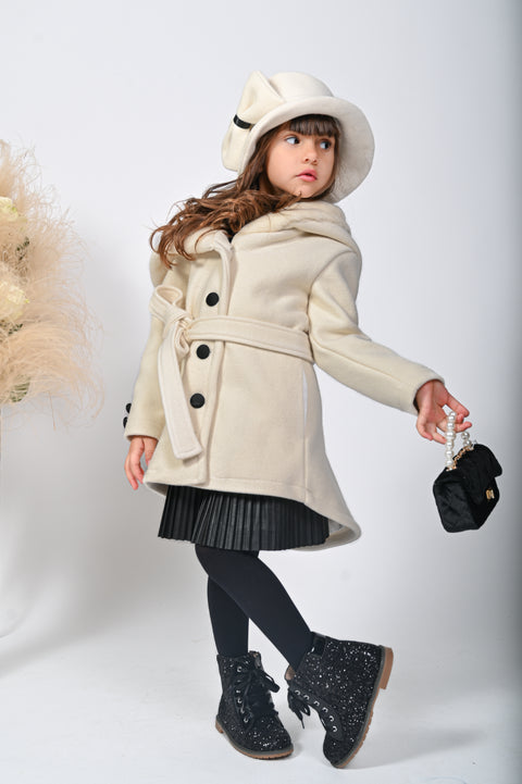 Snowflake Детско палто с качулка в екрю