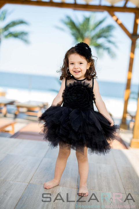 Black Swan Dress Детска рокля от черен тюл и мрежа