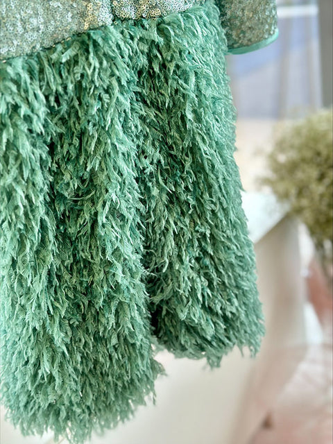 Meraly Green sequin and feather dress