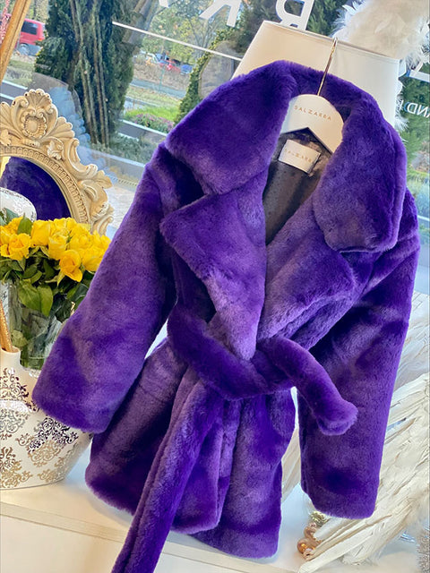 Violet Majesty Лилаво палто еко кожа