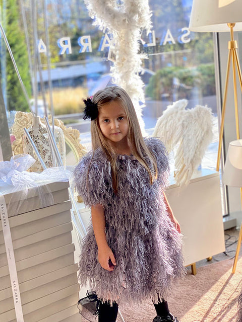 Silver Mist Children's gray blouse with fringes