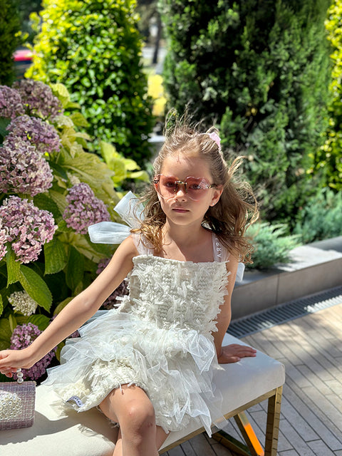 Ivory Fringe Luxe Екрю гащеризон с ресни