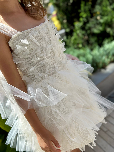 Ivory Fringe Luxe Екрю гащеризон с ресни