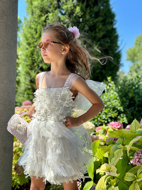 Ivory Fringe Luxe Екрю гащеризон с ресни