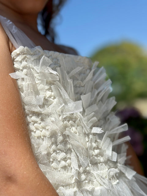 Ivory Fringe Luxe Екрю гащеризон с ресни