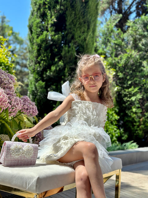 Ivory Fringe Luxe Екрю гащеризон с ресни
