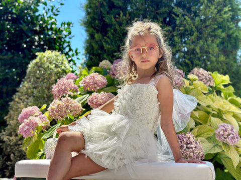Ivory Fringe Luxe Екрю гащеризон с ресни