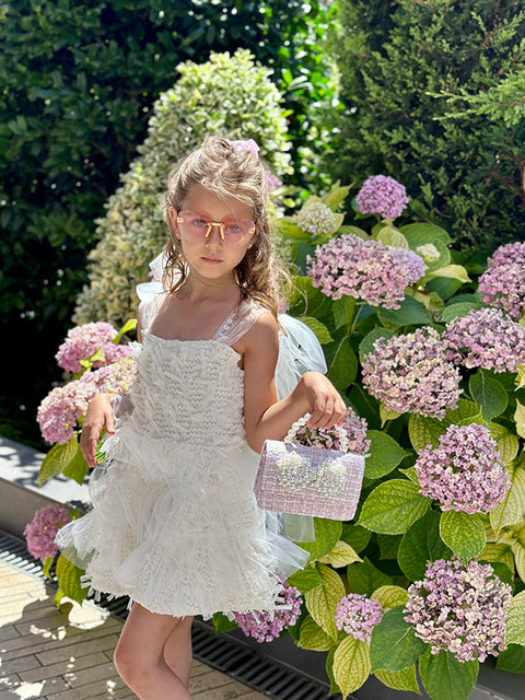 Ivory Fringe Luxe Екрю гащеризон с ресни