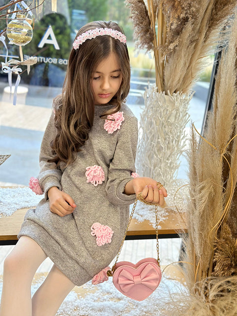Stellina Children's gray blouse with flowers