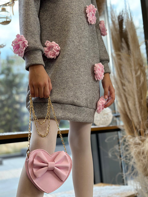 Stellina Children's gray blouse with flowers