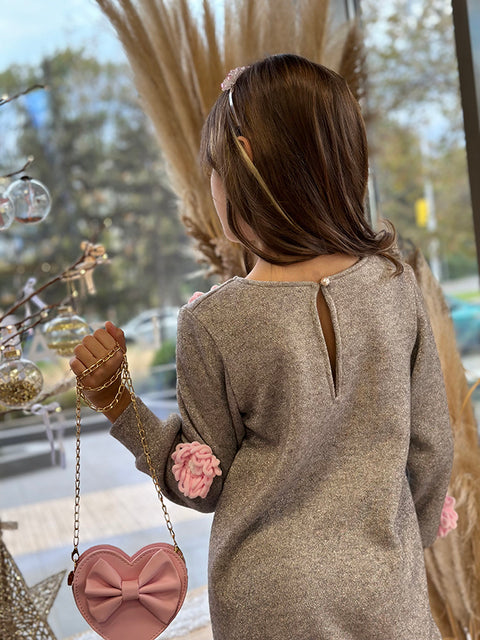Stellina Children's gray blouse with flowers