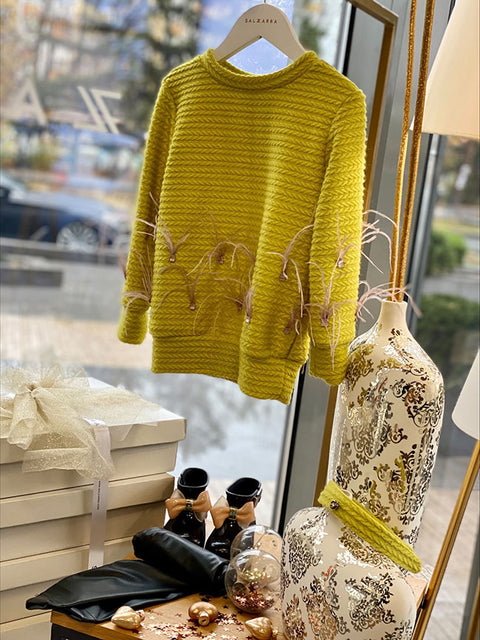 Feather Glow Sweater Детски пуловер с пера
