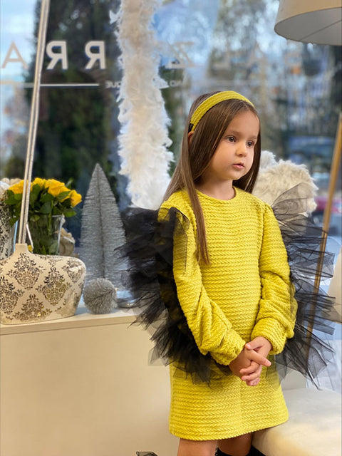 Olive Bloom Tunic with tulle in reseda color