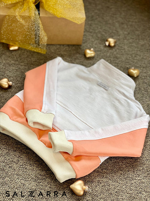 Fresh Motion White and Coral Boy's Blouse