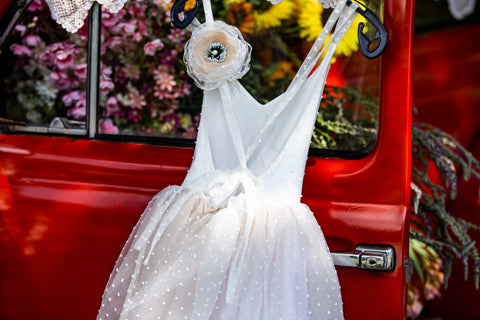 Heavenly Petals Dress Детска ефирна рокля от органза с флорален акцент