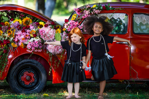 Black Elegance Pleated Leather Skirt Черна кожена пола плисе