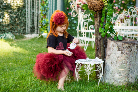 Burgundy tulle skirt