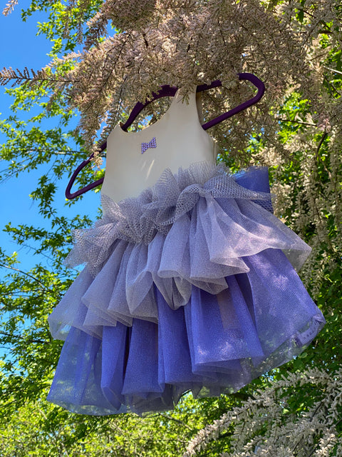 Viola Cascade Детска лилава рокля с волани