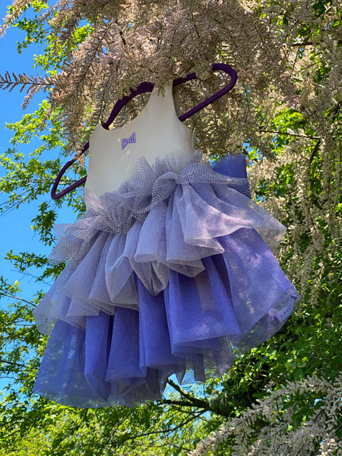 Viola Cascade Детска лилава рокля с волани