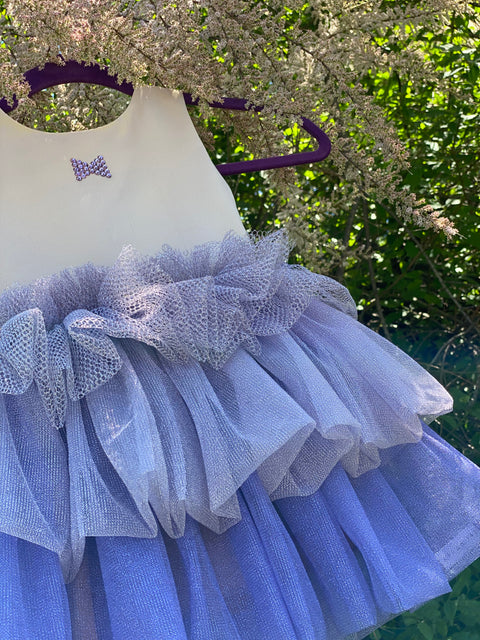 Viola Cascade Детска лилава рокля с волани