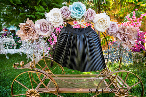 Black Elegance Pleated Leather Skirt Черна кожена пола плисе