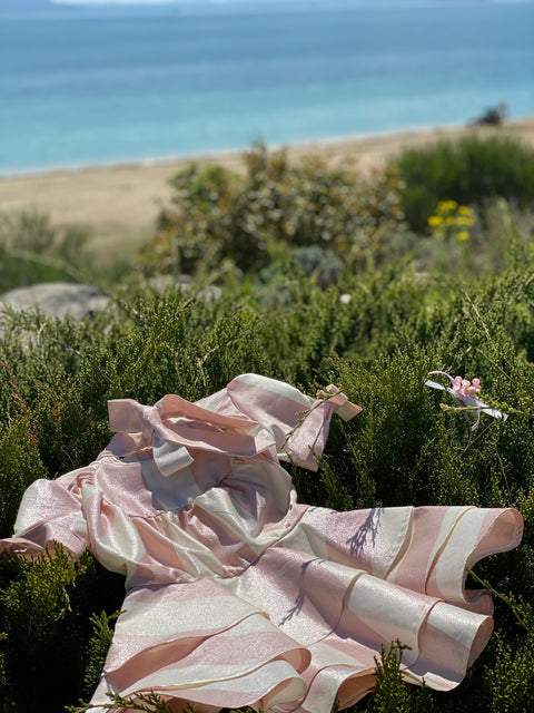 Sugar Stardust Dress Children's dress made of pink cotton with brocade shine