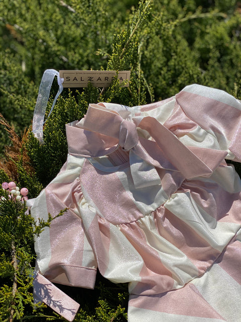 Sugar Stardust Dress Children's dress made of pink cotton with brocade shine