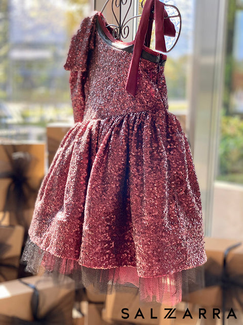 Bordeaux Charm Children's dress in burgundy