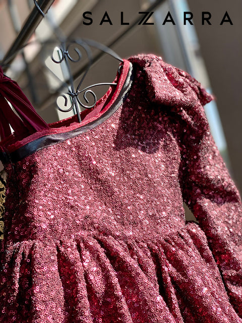 Bordeaux Charm Children's dress in burgundy