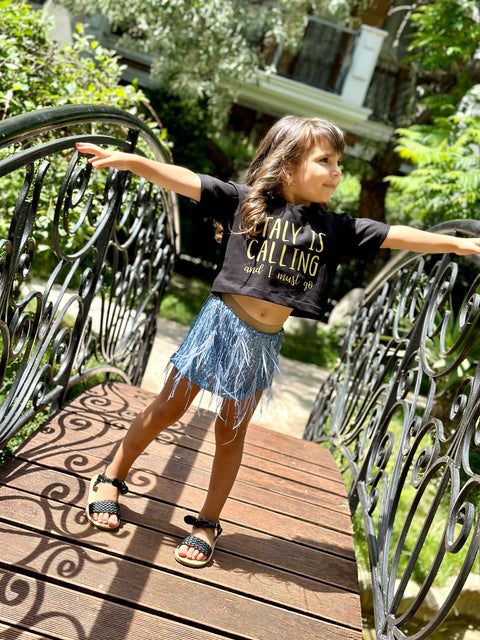 Italy Черен топ с реглан ръкав