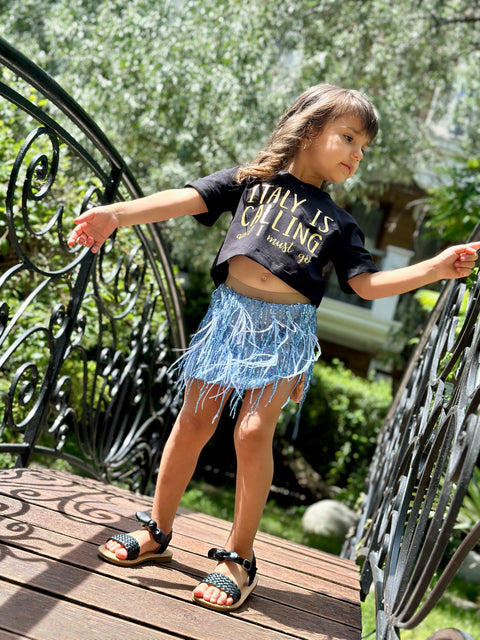 Italy Черен топ с реглан ръкав