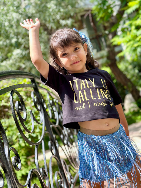 Italy Черен топ с реглан ръкав