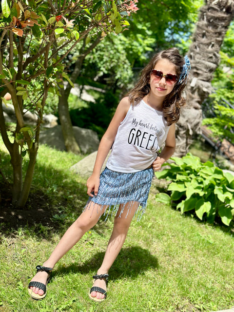 My heart belongs to Greece Бял топ с щампа