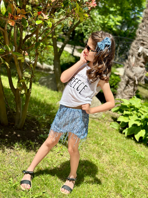 My heart belongs to Greece Бял топ с щампа