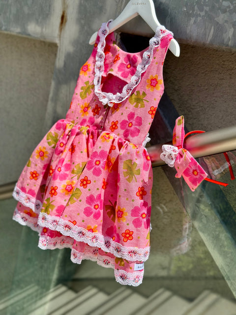 Fiore di Campo Детска флорална рокля от лен и памук