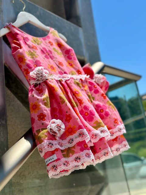 Fiore di Campo Детска флорална рокля от лен и памук