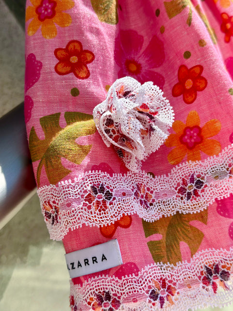 Fiore di Campo Детска флорална рокля от лен и памук