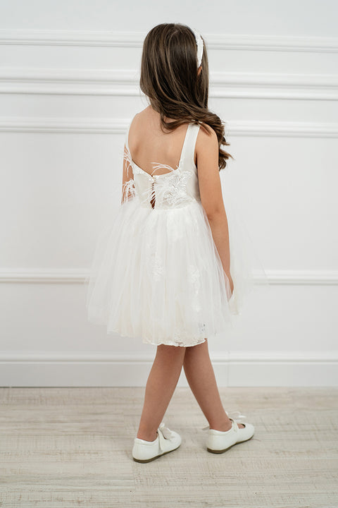 White Petals Floral Mesh and Tulle Dress