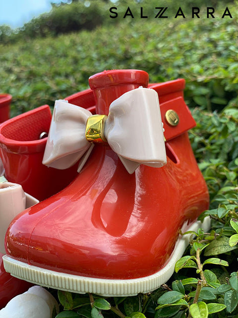Cherry Bow Boots Ботички червени