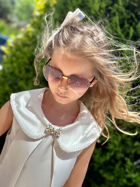 Ecru Belle Voyage Luxurious Dress with Ribbon