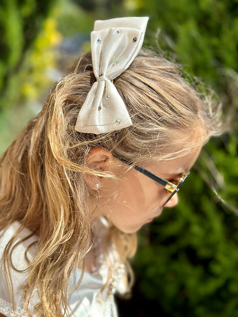 Ecru Belle Voyage Luxurious Dress with Ribbon