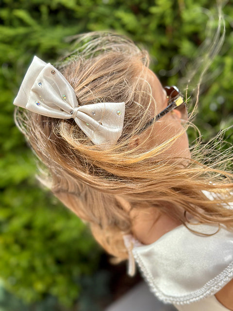 Ecru Belle Voyage Luxurious Dress with Ribbon