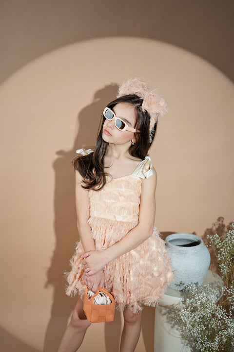 Peach Blossom Glow Φόρεμα-μπαλόνι σε ροδακινί απόχρωση