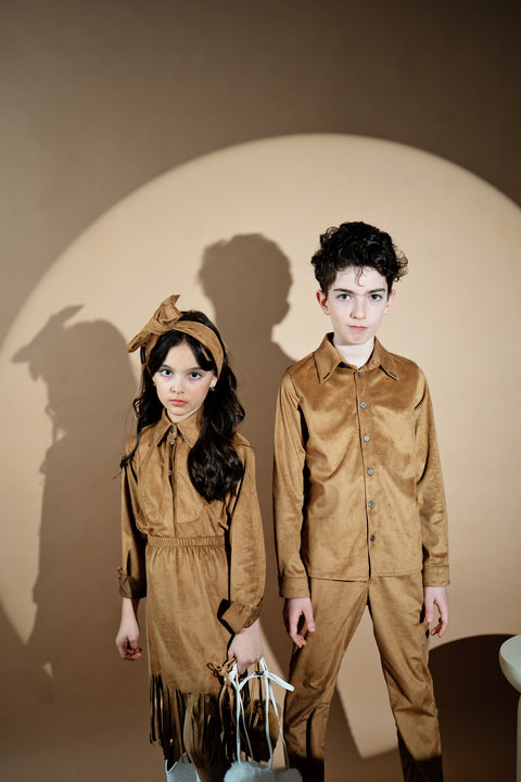 Daren Панталон за момче от кафяв велур