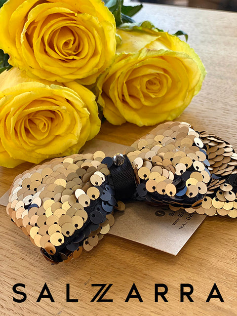 Starlight Charm Gold Sequin Dress with Fluffy Ribbon