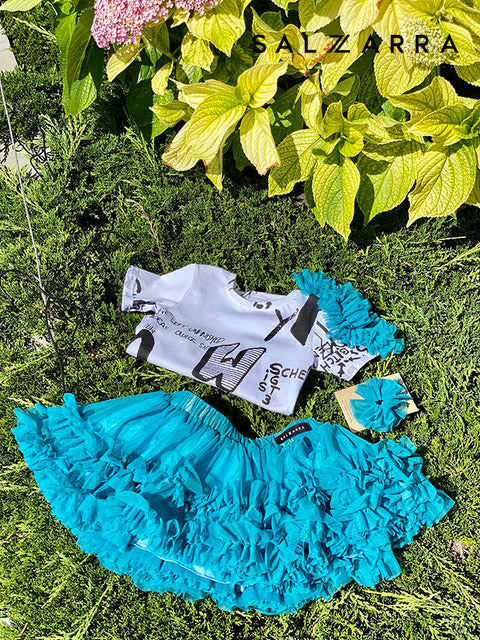 Urban Wave Children's Mesh Skirt in Blue