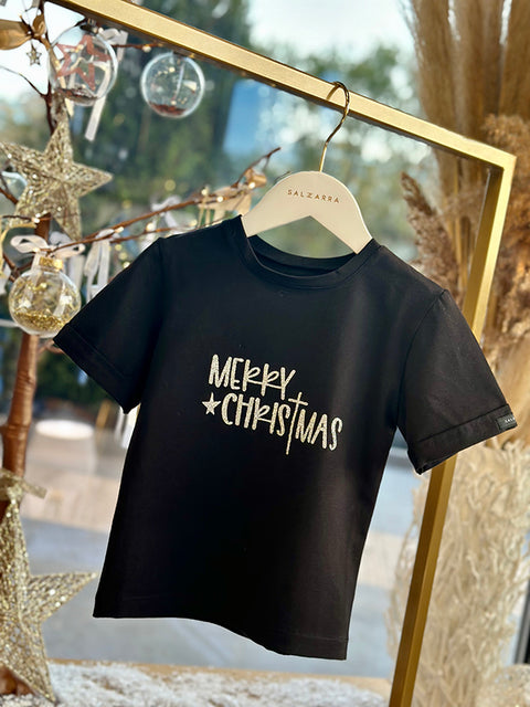 MERRY CHRISTMAS Two-tone printed blouse